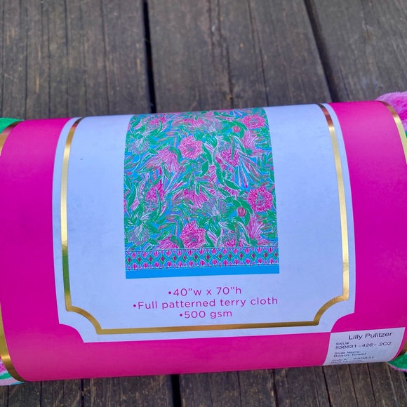 Lilly Pulitzer Luxe Beach Towel in “Coming in Hot” - Picture 3 of 5